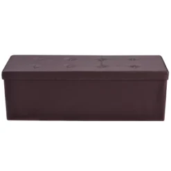 Costway 45''x15''x15'' Large Folding Storage Faux Leather Ottoman Pouffe Box Stool Brown -Baxton Studio Shop GUEST a7a9c604 9f4e 4c87 88d9 3a7720129ed8