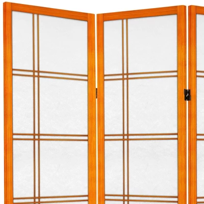 6 Ft. Tall Canvas Double Cross Room Divider - Honey (4 Panels) 1 6 Ft. Tall Canvas Double Cross Room Divider - Honey (4 Panels)