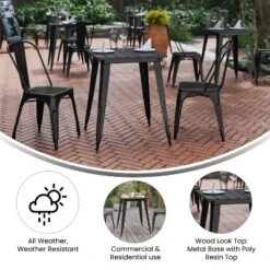 Flash Furniture Declan Commercial Grade Indoor/Outdoor Dining Table, 23.75" Square All Weather Poly Resin Top With Steel Base -Baxton Studio Shop GUEST a7eaa9bd f710 4c92 9b3c e6782510fe70
