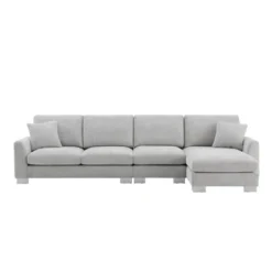 5-Seat L-Shaped Chenille Oversized Sectional Sofa Set With 2 Free Pillows, 4W-ModernLuxe -Baxton Studio Shop GUEST a7f63fd5 150c 438b 8e1a f17abe3ca7dd