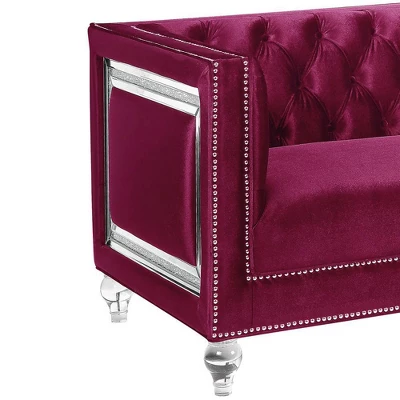 67" Heibero Sofa Burgundy Velvet - Acme Furniture 5 67" Heibero Sofa Burgundy Velvet - Acme Furniture - Image 5