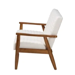 Stratton Boucle Fabric And Wood Loveseat White/Walnut Brown - Baxton Studio -Baxton Studio Shop GUEST a8146ab7 db69 48af 9f6b a9b3af435923