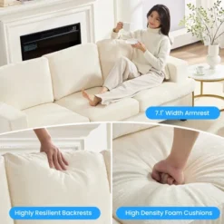 Mjkone 82" Chenille Straight Sectional Sofa ,Cloud Sleeper Comfy Upholstered 3-Seater Couch -Baxton Studio Shop GUEST a820917b 9009 499e ae72 37b841f33130