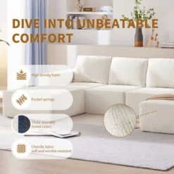 110"W Modular U-Shaped Sectional Sofa, Luxury Chenille Upholstered Foam-Filled Floor Couch Set - ModernLuxe -Baxton Studio Shop GUEST a82b7276 21db 4823 ab19 20eb6ba5751e