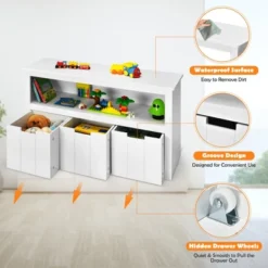 Costway Kid Toy Storage Cabinet 3 Drawer Chest W/Wheels Large Storage Cube Shelf 13 Costway Kid Toy Storage Cabinet 3 Drawer Chest W/Wheels Large Storage Cube Shelf -Baxton Studio Shop GUEST a83b84f9 64c1 4e33 bb43 877be6125337