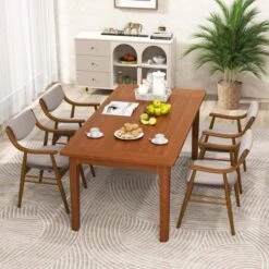 Costway PU Leather Dining Chair Set Of 2 With Padded Seat & Back Armrests Rubber Wood Frame Black/Brown -Baxton Studio Shop GUEST a869d6ff 2080 4b4d a09f 5849d402a037