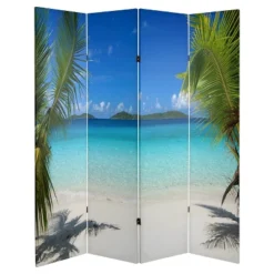 Ocean Scene Double Sided Room Divider - Oriental Furniture