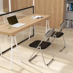 Costway 2/4 PCS U Shape Folding Chairs Furniture Home Outdoor Picnic Portable Black