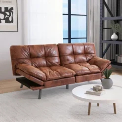 Dyonery 71 In Convertible Faux Leather Sofa Couch,Memory Foam Futon Couch Bed,Small Splitback Modern Loveseat Sleeper Sofa Bed For Living Room -Baxton Studio Shop GUEST a8a4bbb8 0fe9 4f79 bc69 3a3e9345438f