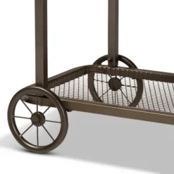 Terence Vintage Industrial Natural Wood And Metal Wheeled Console Table Black - Baxton Studio -Baxton Studio Shop GUEST a8ab3946 76e5 4b98 878e 4aed56909f94