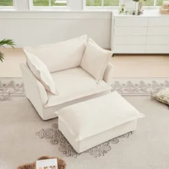 CAVINAS Couches For Living Room Deep Seat Sofa Couch Fabric Slip-covered Armchair With Cushion And Pillows -Baxton Studio Shop GUEST a8c96ecb 2d06 489a bbca 81e969ebaa86