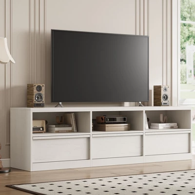 70 Inch TV Stand For 80" TVs, Mid Century Modern Entertainment Center With Storage Drawer & Open Shelves 2 70 Inch TV Stand For 80" TVs, Mid Century Modern Entertainment Center With Storage Drawer & Open Shelves - Image 2