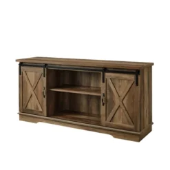 Modern Transitional Sliding Barndoor TV Stand For TVs Up To 65"- Saracina Home -Baxton Studio Shop GUEST a8e3aaa4 53bc 4379 adde 6b8386c5e4e1