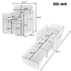 TIRAMISUBEST 5-in-1 Green Convertible Sofa Bed,Space-Saving Sleeper Chair,Adjustable Backrest & Storage, Foldable Futon For Small Spaces, Apartments -Baxton Studio Shop GUEST a8f07a5f cc77 4e69 8bc3 bb5cad6dffb1