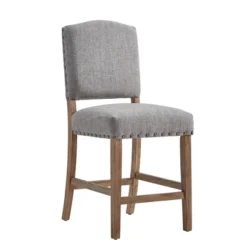 Set Of 2 24" Iverson Nailhead Trim Linen Counter Height Barstools - Inspire Q -Baxton Studio Shop GUEST a90e6b73 3023 4506 948a c0ccbdd34cd4