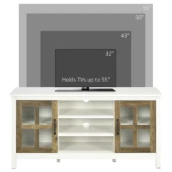 HOMCOM TV Cabinet, Farmhouse TV Stand For 55 Inch TV, Entertainment Center With Adjustable Shelves And Doors For Living Room, White 8 HOMCOM TV Cabinet, Farmhouse TV Stand For 55 Inch TV, Entertainment Center With Adjustable Shelves And Doors For Living Room, White -Baxton Studio Shop GUEST a9342ad9 5e22 411f afd7 b55f92ee1142