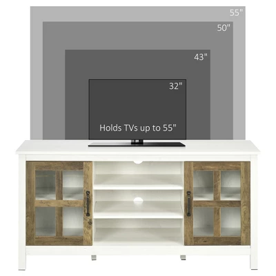 HOMCOM TV Cabinet, Farmhouse TV Stand For 55 Inch TV, Entertainment Center With Adjustable Shelves And Doors For Living Room, White 4 HOMCOM TV Cabinet, Farmhouse TV Stand For 55 Inch TV, Entertainment Center With Adjustable Shelves And Doors For Living Room, White - Image 4