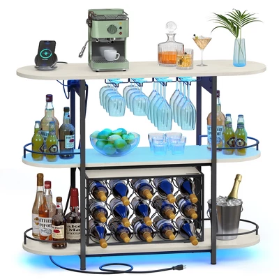 VASAGLE Bar Cabinets For Home, LED Coffee Bar With Power Outlets, Home Mini Bar For Liquor, Freestanding Wine Rack With Glass Holder 7 VASAGLE Bar Cabinets For Home, LED Coffee Bar With Power Outlets, Home Mini Bar For Liquor, Freestanding Wine Rack With Glass Holder - Image 7