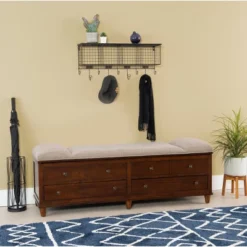 Mason Upholstered Storage Entryway Bench Chestnut - Powell Company -Baxton Studio Shop GUEST a93d87f5 3eb6 4939 8285 065486e39b36