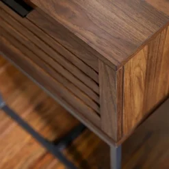 Visconti Boho Slat Pull Down Door Side Table Dark Walnut - Saracina Home -Baxton Studio Shop GUEST a98cfae4 0c12 4b45 864d eb90f816678c