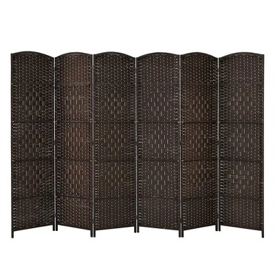 Costway 6-Panel Room Divider 6Ft Weave Fiber Folding Privacy Screen BrownBlack 11 Costway 6-Panel Room Divider 6Ft Weave Fiber Folding Privacy Screen BrownBlack - Image 11