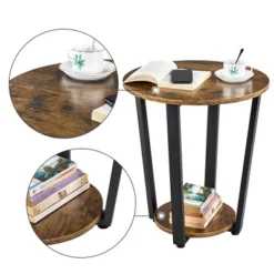 Yaheetech Industrial Side Table, Round Sofa Table With Storage Rack -Baxton Studio Shop GUEST a99c0c3d a06b 4fbd a705 06f167d36b56