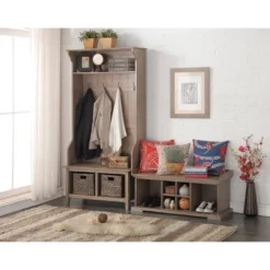 Carolyn Hall Tree Wire Brush Driftwood Brown - Boraam -Baxton Studio Shop GUEST aa2825fa 4d2c 4dfc 87f5 57c33e1ce920