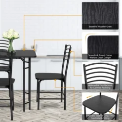 Costway 5 Piece Dining Set Home Kitchen Table 29.5'' And 4 Chairs With Metal Legs Modern Black -Baxton Studio Shop GUEST aa308881 831a 4964 aa73 a8a09ffec5ee