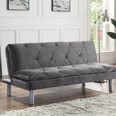 66" Cilliers Sofa Gray Velvet/Chrome Finish - Acme Furniture 1 66" Cilliers Sofa Gray Velvet/Chrome Finish - Acme Furniture