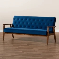 Sorrento Velvet Upholstered Wooden 3 Seater Sofa Navy Blue/Brown - Baxton Studio 14 Sorrento Velvet Upholstered Wooden 3 Seater Sofa Navy Blue/Brown - Baxton Studio -Baxton Studio Shop GUEST aa493472 482c 4a2d b6db d54efff3bf0f