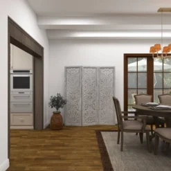 Farmhouse Wood Carved Room Divider Screen White - Olivia & May -Baxton Studio Shop GUEST aa4b7705 8804 4041 9cbc 7f2d2a14def7