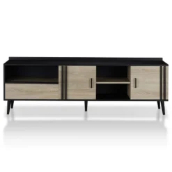 Dominique TV Stand For TVs Up To 78" Black/White Oak - MiBasics -Baxton Studio Shop GUEST aa515cd4 fbdd 4ec1 87c9 c0dc0b150e52