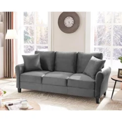 Clio Velvet Upholstered 3 Seater Sofa Couch,78 Inches Long Sofas,Modern Velvet Couch 3 Seater Sofa With 2 Pillow-Maison Boucle -Baxton Studio Shop GUEST aa9470ed 5af3 468d 8214 cc66b9b9231d
