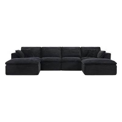 142'' U-Shaped Modular Sectional Sofa, Luxury Fully Compressed Couch With Ottomans & Cloud-Like Cushions - ModernLuxe 8 142'' U-Shaped Modular Sectional Sofa, Luxury Fully Compressed Couch With Ottomans & Cloud-Like Cushions - ModernLuxe - Image 8