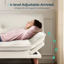 70" Chenille Futon, Convertible Loveseat Sleeper Sofa With Adjustable Backrest And Armrest For Small Spaces And Living Rooms -Baxton Studio Shop GUEST aaf7e36b 8f51 414a 9661 1f9ee41dfd7f