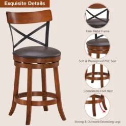 Costway Set Of 4 Bar Stools Swivel 25'' Dining Bar Chairs With Rubber Wood Legs 15 Costway Set Of 4 Bar Stools Swivel 25'' Dining Bar Chairs With Rubber Wood Legs -Baxton Studio Shop GUEST ab4974c8 dfd6 44b6 87b7 371994fbee6d
