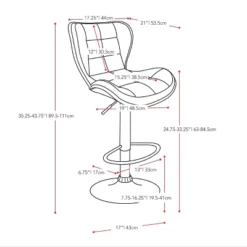 Set Of 2 Adjustable Chrome Accented Bonded Leather Barstool - Corliving -Baxton Studio Shop GUEST ab5d57d7 3270 4994 ab74 ef2c5d34f6ec