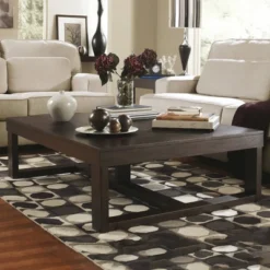 Watson Rectangular Cocktail Table Dark Brown - Signature Design By Ashley: Modern Trestle Base, Hardwood Veneer