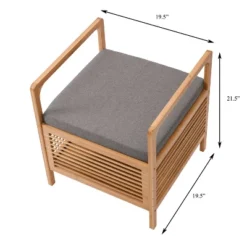 Proman Products Square Cambridge Bamboo Storage Shoe Bench Natural: Upholstered Entryway Bench With Cushion, Modern Style -Baxton Studio Shop GUEST ab9dfef8 f7a6 4bc0 bd92 7f27c8b0a24c