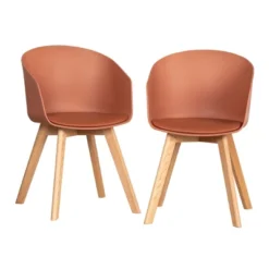 Set Of 2 Flam Dining Chairs With Wooden Legs - South Shore -Baxton Studio Shop GUEST abbffe79 6275 4787 a612 021a74a1e5a0