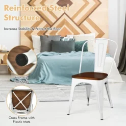 Costway Set Of 4 Tolix Style Metal Dining Side Chair Wood Seat Stackable Cafe Bistro 14 Costway Set Of 4 Tolix Style Metal Dining Side Chair Wood Seat Stackable Cafe Bistro -Baxton Studio Shop GUEST ac4e6c30 4929 4b39 a6f5 cec11108f53a