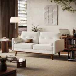 64" Loveseat Sofa, Mid Century Modern Couch Comfy Love Seat Couches For Living Room -Baxton Studio Shop GUEST ac80763d 2763 4c1f 8579 68b35f17c8e6