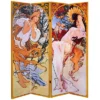 6' Tall Double Sided Four Seasons Canvas Room Divider - Oriental Furniture
