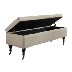 Collette Tufted Bench With Storage Butter Cream - Adore Decor -Baxton Studio Shop GUEST acc4f1ad 63c4 45fd 8964 4a171110562e