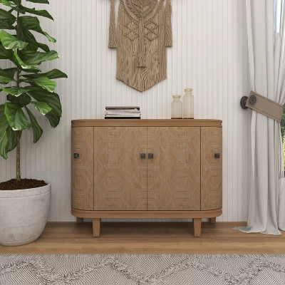 Traditional Carved Wood Curved Cabinet Brown - Olivia & May 11 Traditional Carved Wood Curved Cabinet Brown - Olivia & May - Image 11