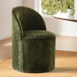 Rolling Barrel Dining Chair, Modern Armless Upholstered Accent Chair With Casters For Kitchen, Home Office, Or Dining Room-Maison Boucle -Baxton Studio Shop GUEST ad231750 bc1a 4ca3 ae16 a12b937de506