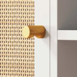 47" Mina Rattan And Wood 2 Door TV Cabinet For TVs Up To 59" White/Gold - Nathan James -Baxton Studio Shop GUEST ad27e03b f5b2 44c6 afba 525d308aa300