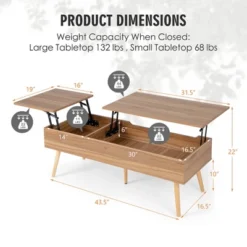 Costway 47'' Lift Top Coffee Table Central Table With Hidden Compartments For Living Room -Baxton Studio Shop GUEST ad3f6b56 6aa5 45de 872e 8c4c6da8148b