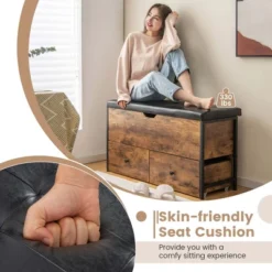 Costway Storage Ottoman Bench Flip Top Wooden Storage Chest With Cushion & 2 Drawers 14 Costway Storage Ottoman Bench Flip Top Wooden Storage Chest With Cushion & 2 Drawers -Baxton Studio Shop GUEST ad4597f4 323e 4dd3 a6a6 73b6ddbecb00