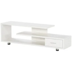 HOMCOM Modern TV Stand For TVs Up To 45", TV Cabinet With Storage Shelf And Drawer, Entertainment Center For Living Room Bedroom, White 7 HOMCOM Modern TV Stand For TVs Up To 45", TV Cabinet With Storage Shelf And Drawer, Entertainment Center For Living Room Bedroom, White -Baxton Studio Shop GUEST ad5502e1 8fbf 44cc 9a5c 9de5abec9fce